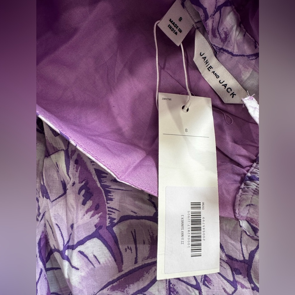 Janie and Jack Purple Leaf Print Romper - Picture 3 of 3